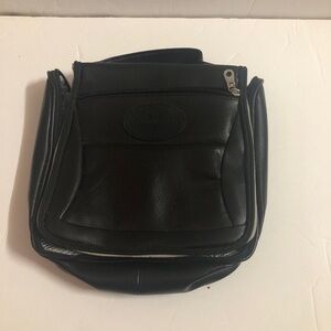 Black Leather Portable DVD Player Zipper Case